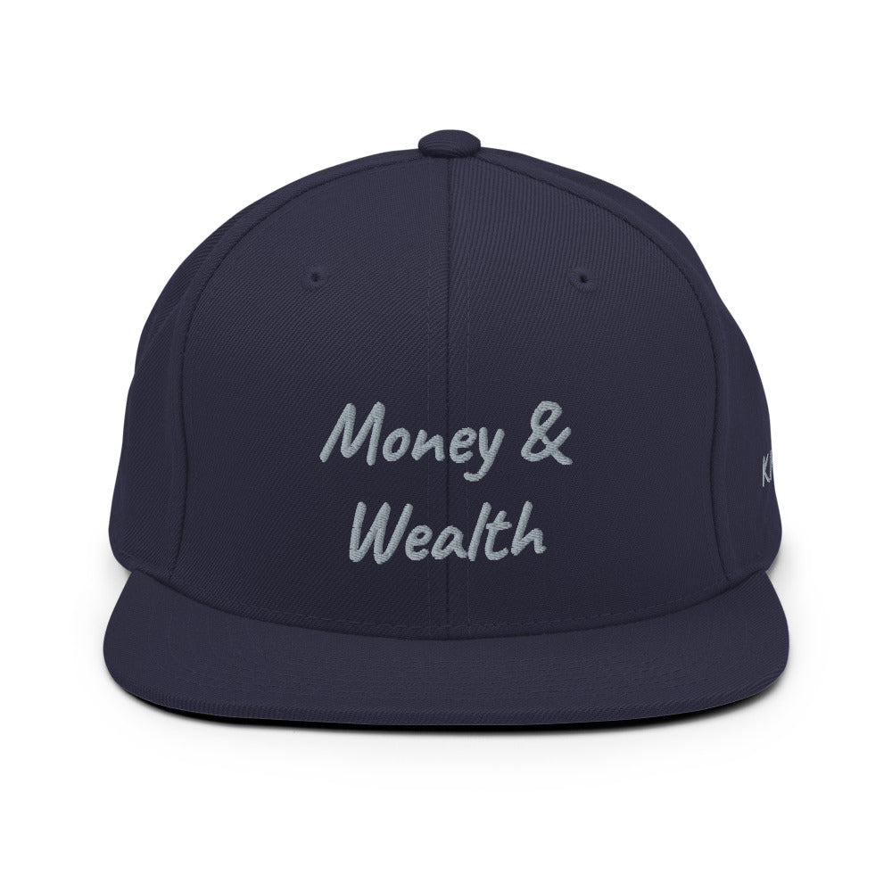 Money & Wealth In Silver Embroidery on Classic Snapback Hat