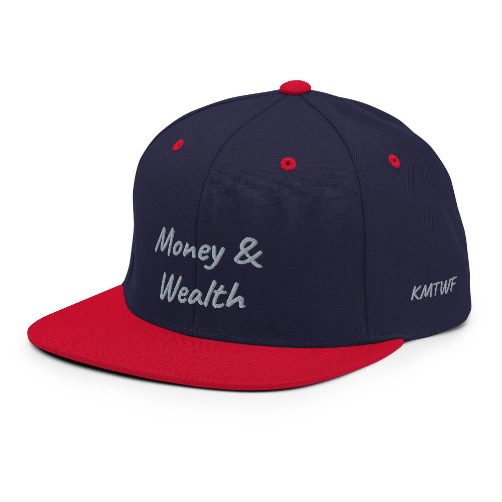 Money & Wealth In Silver Embroidery on Classic Snapback Hat