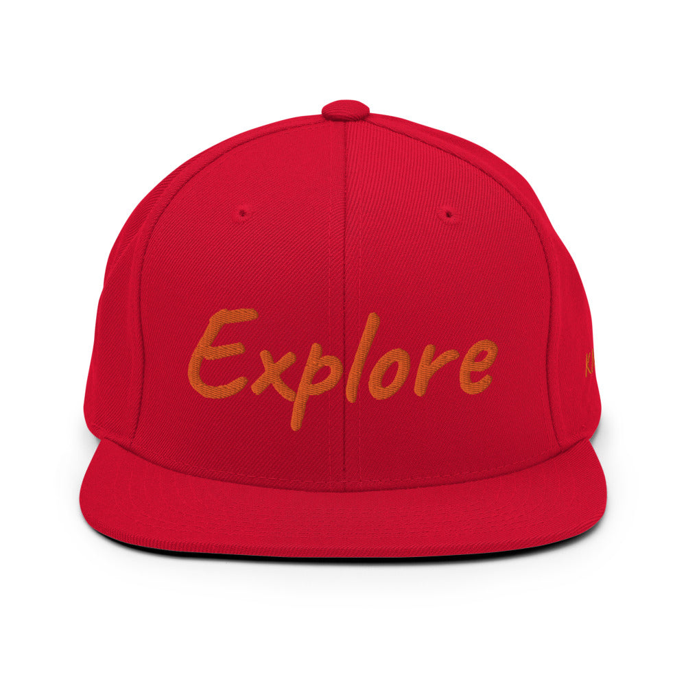 Explore In Amber Embroidery on Classic Snapback Hat