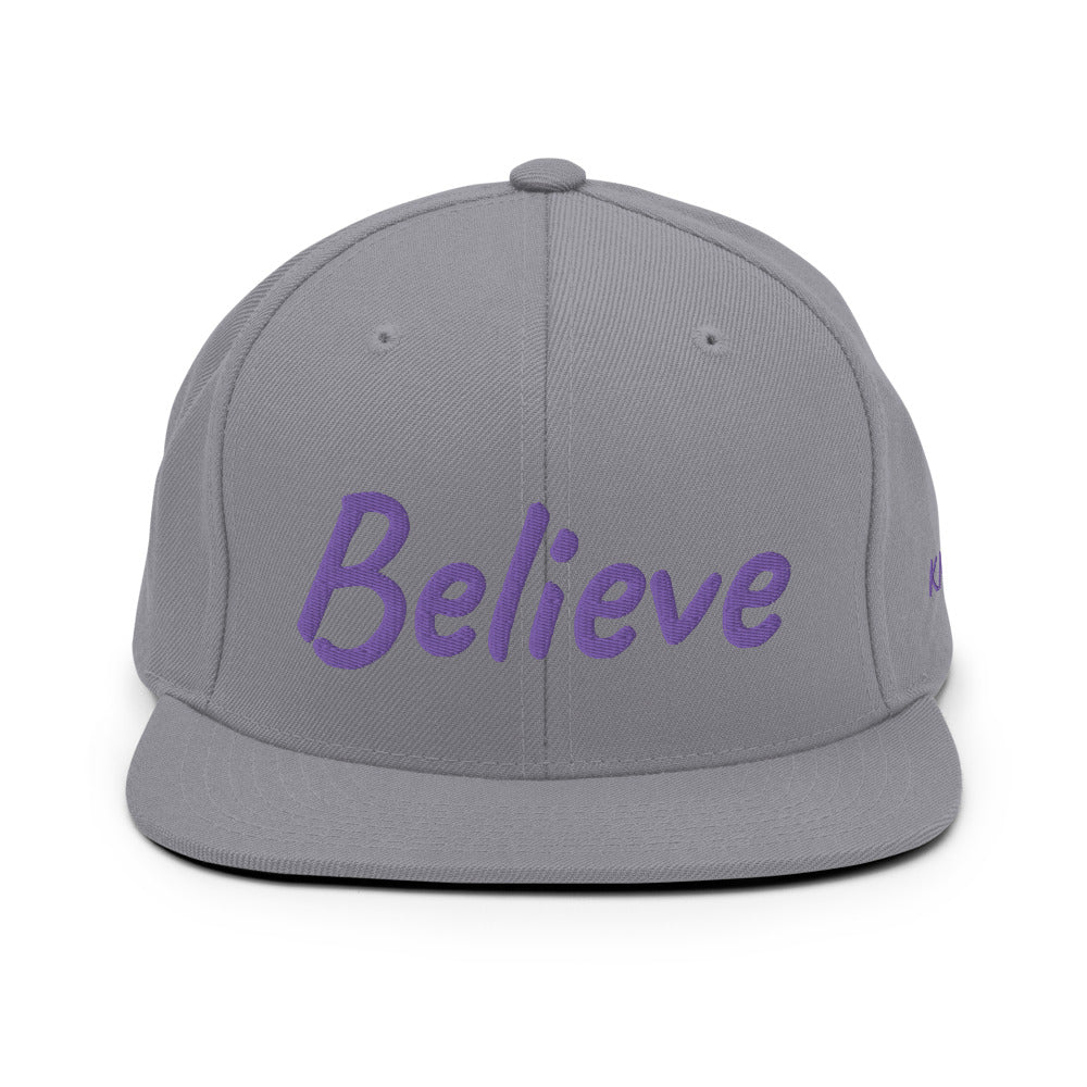 Believe In Amethyst Embroidery on Classic Snapback Hat