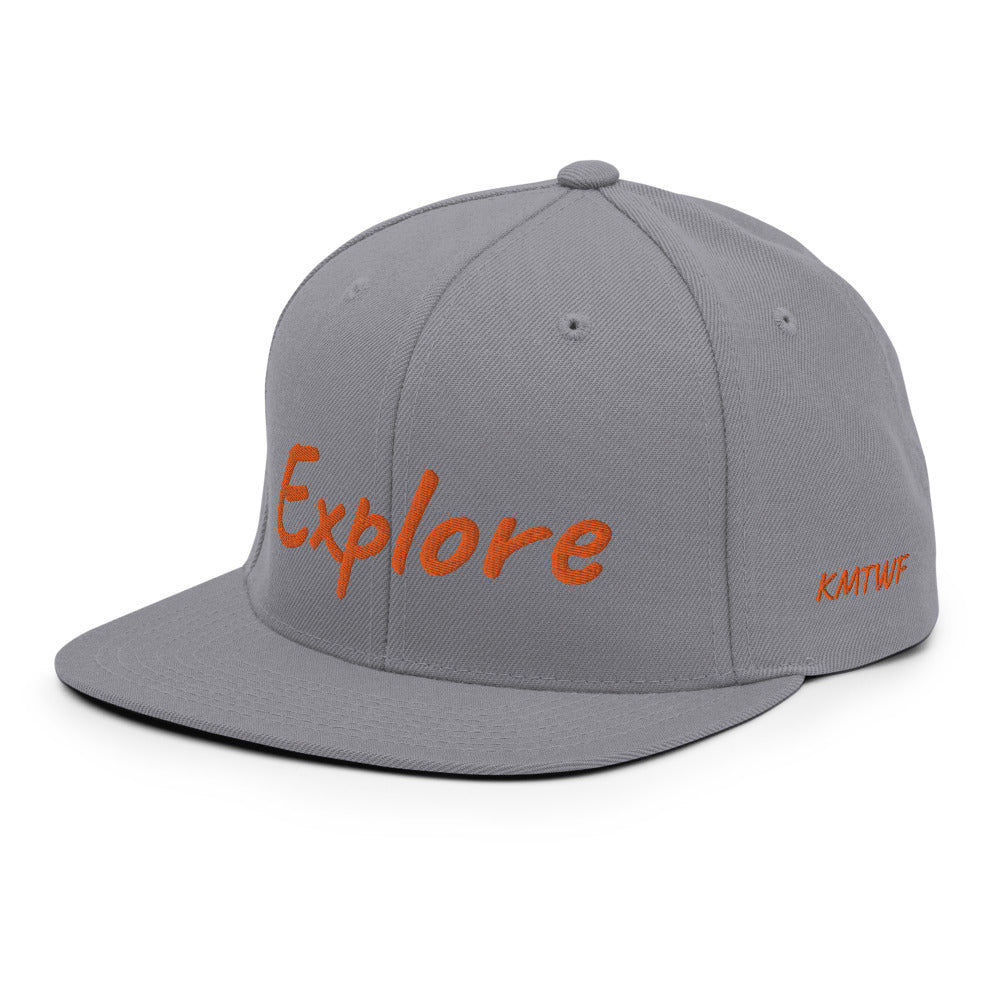 Explore In Amber Embroidery on Classic Snapback Hat