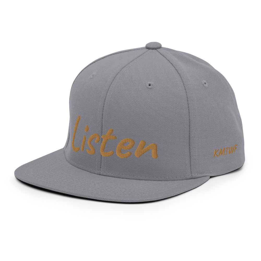 Listen In Copper Embroidery on Classic Snapback Hat