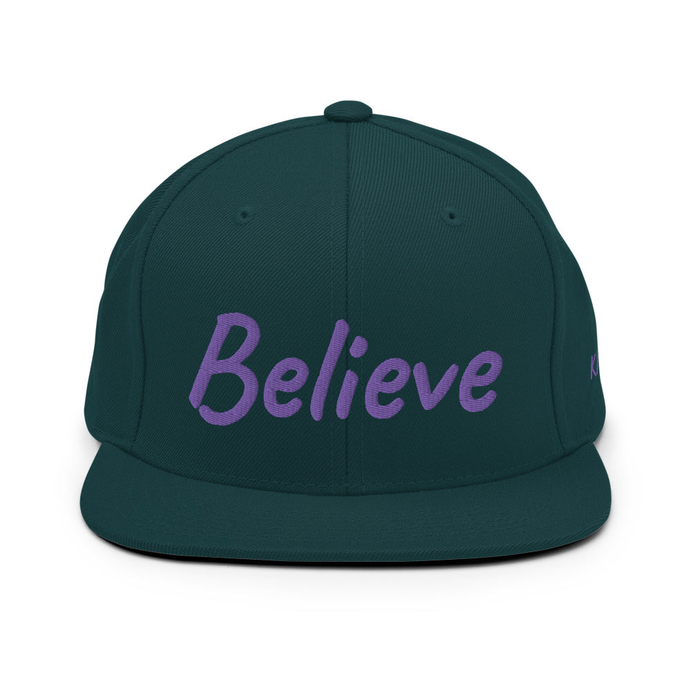 Believe In Amethyst Embroidery on Classic Snapback Hat