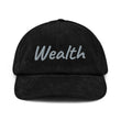 Wealth In Silver Embroidery on Corduroy Hat