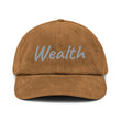 Wealth In Silver Embroidery on Corduroy Hat