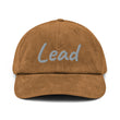 Lead In Silver Embroidery on Corduroy Hat