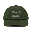 Money & Wealth In Silver Embroidery on Corduroy Hat