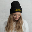 Keep Moving The World Forward In Gold Embroidery on Cuffed Beanie