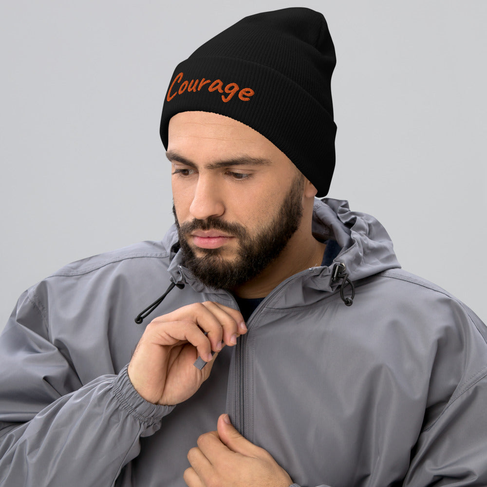 Courage In Amber Embroidery on Cuffed Beanie