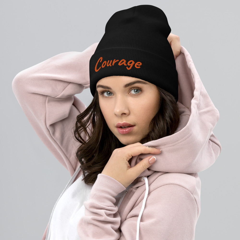 Courage In Amber Embroidery on Cuffed Beanie