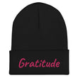 Gratitude In Star Rose Quartz Embroidery on Cuffed Beanie