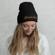 Remember In Celluloid Embroidery on Cuffed Beanie