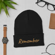 Remember In Celluloid Embroidery on Cuffed Beanie