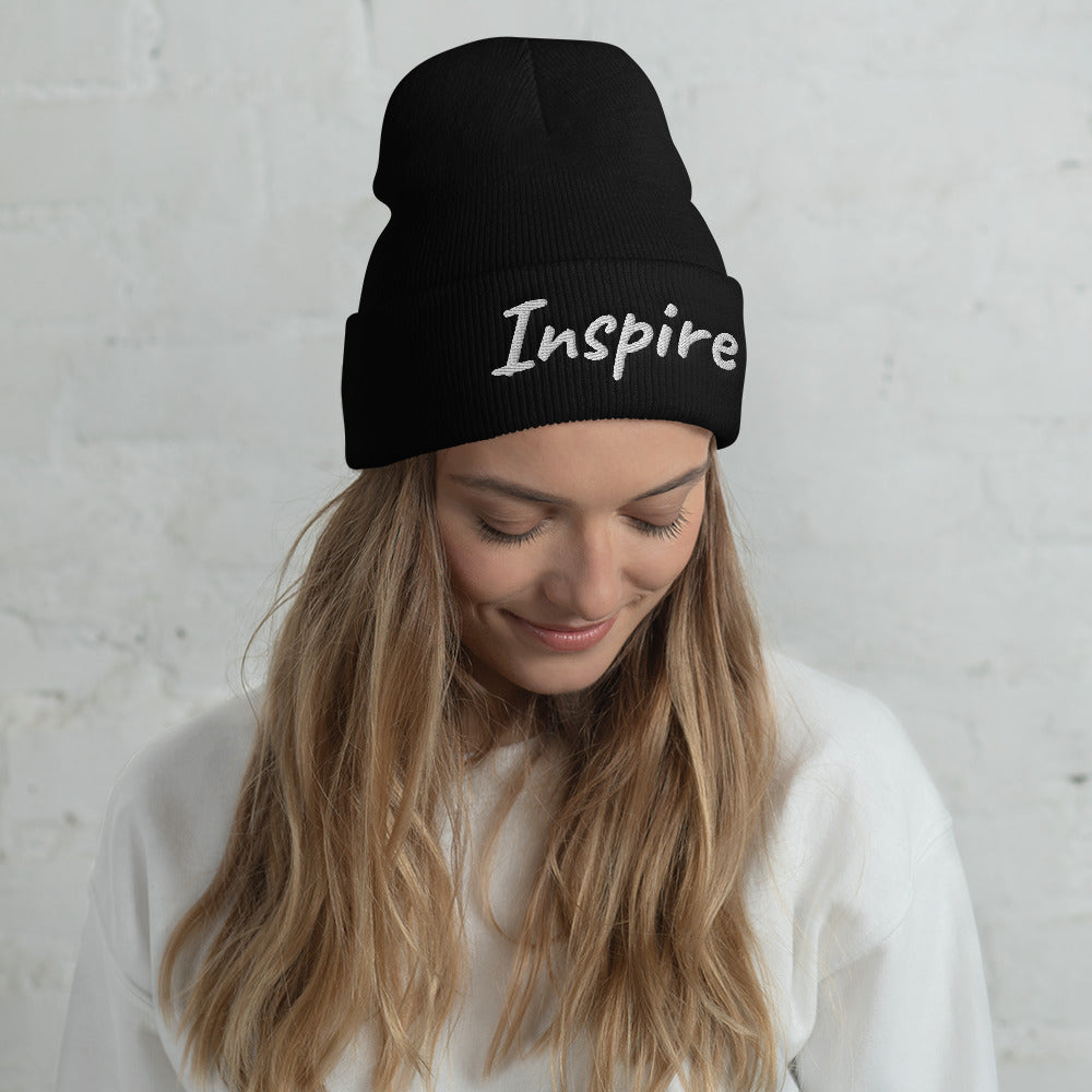 Inspire In Diamond Embroidery on Cuffed Beanie