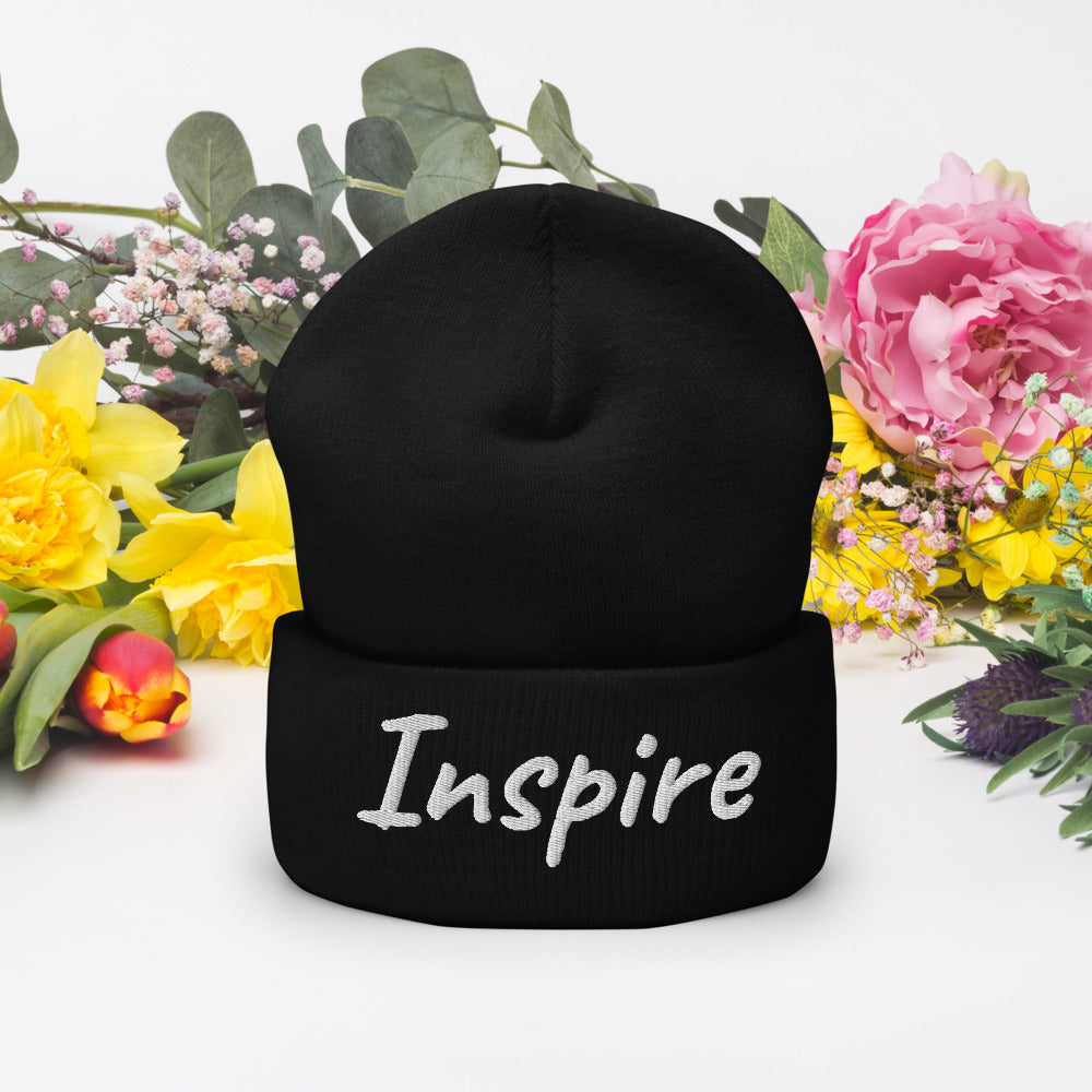 Inspire In Diamond Embroidery on Cuffed Beanie