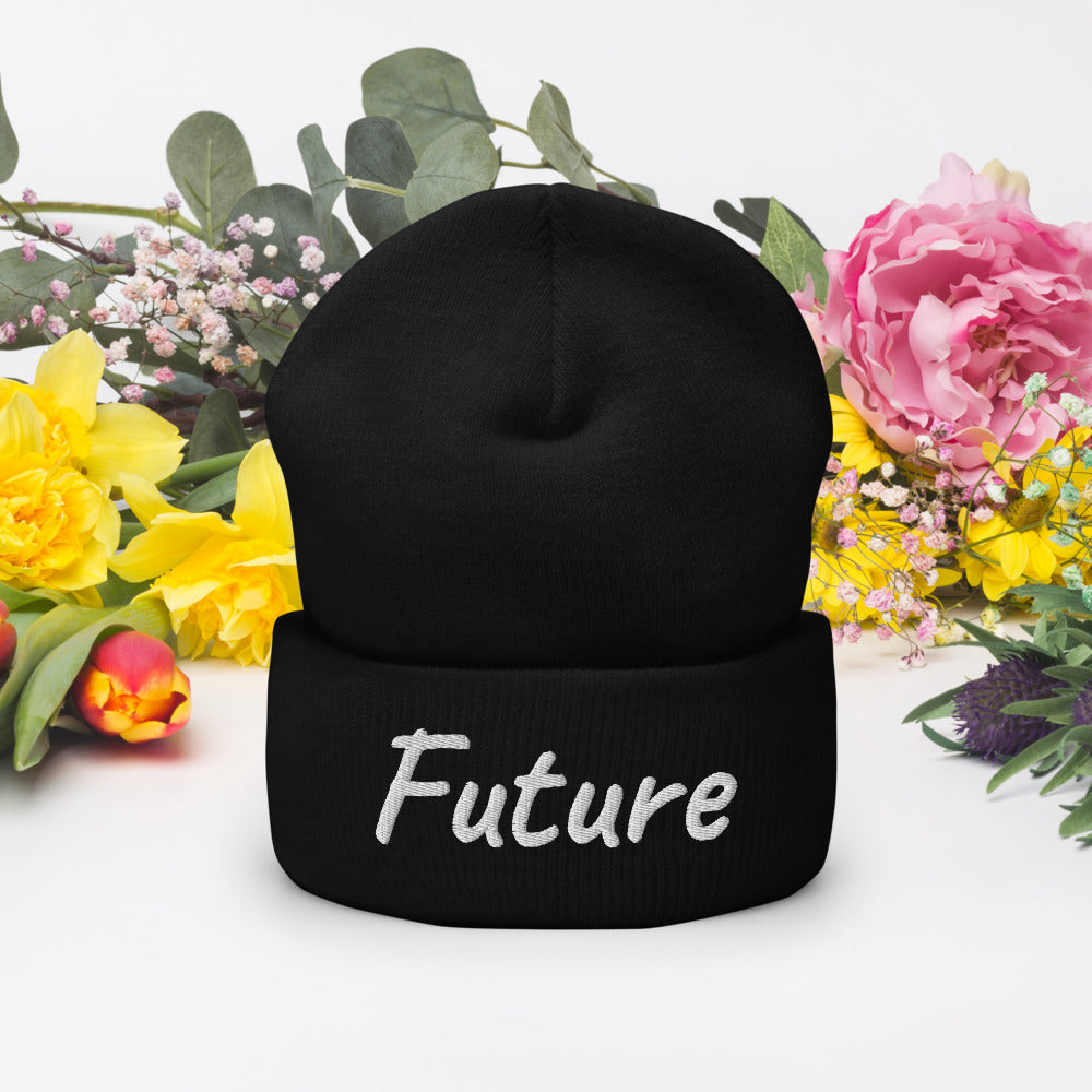 Future In Pearl Embroidery on Cuffed Beanie