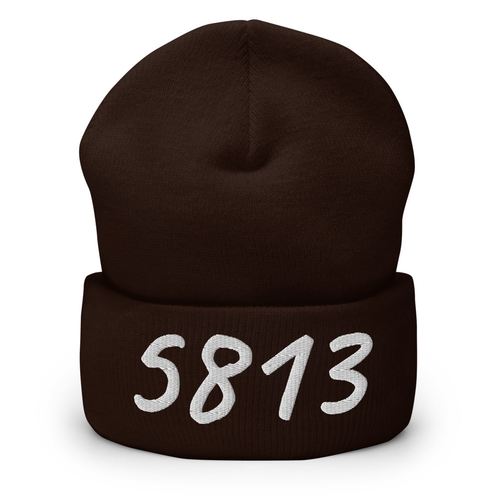 5813 In Pearl Embroidery on Cuffed Beanie