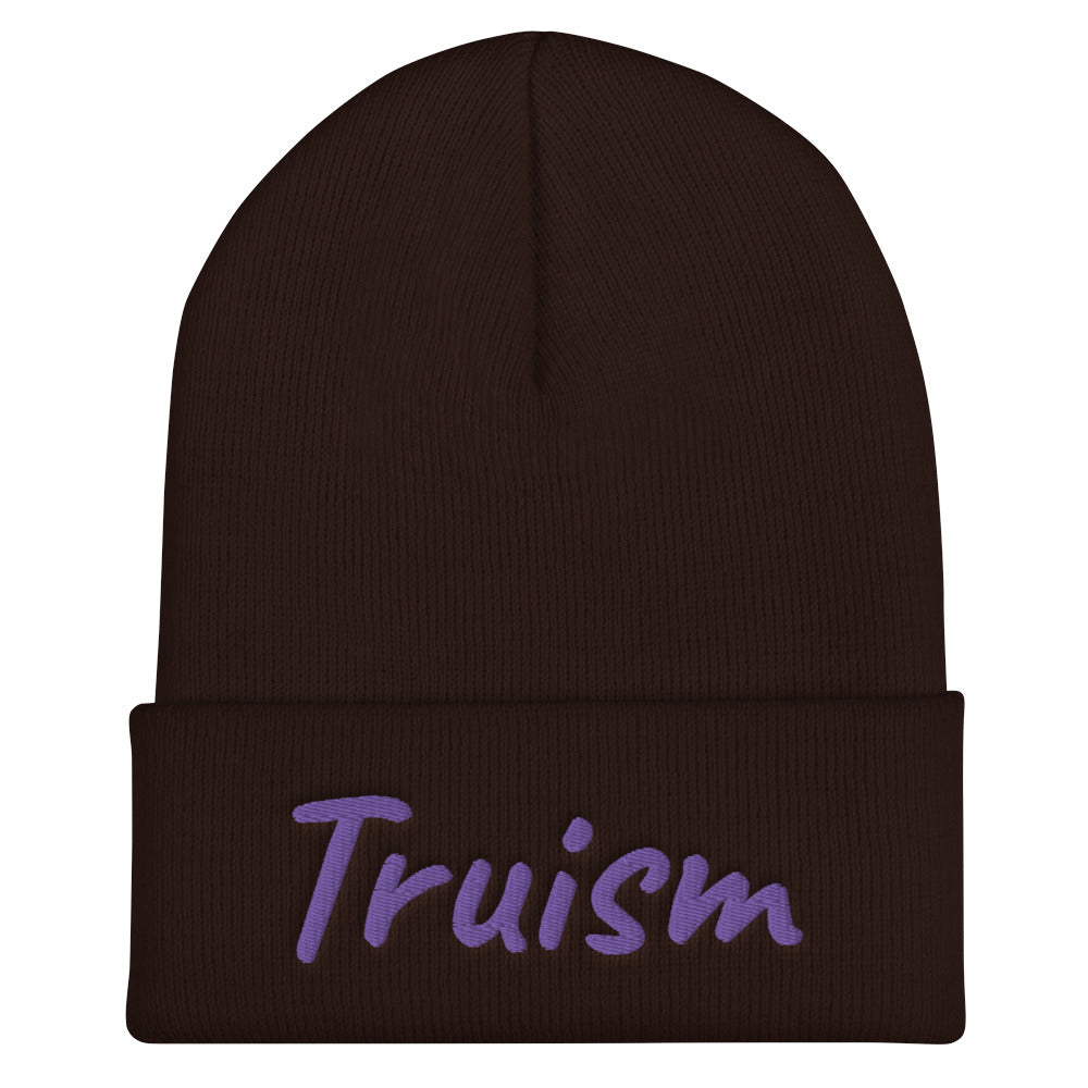 Truism In Amethyst Embroidery on Cuffed Beanie