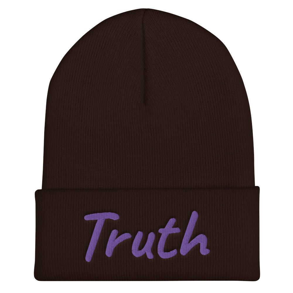 Truth In Amethyst Embroidery on Cuffed Beanie