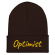 Optimist In Gold Embroidery on Cuffed Beanie