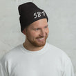 5813 In Pearl Embroidery on Cuffed Beanie