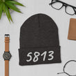 5813 In Pearl Embroidery on Cuffed Beanie