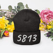 5813 In Pearl Embroidery on Cuffed Beanie