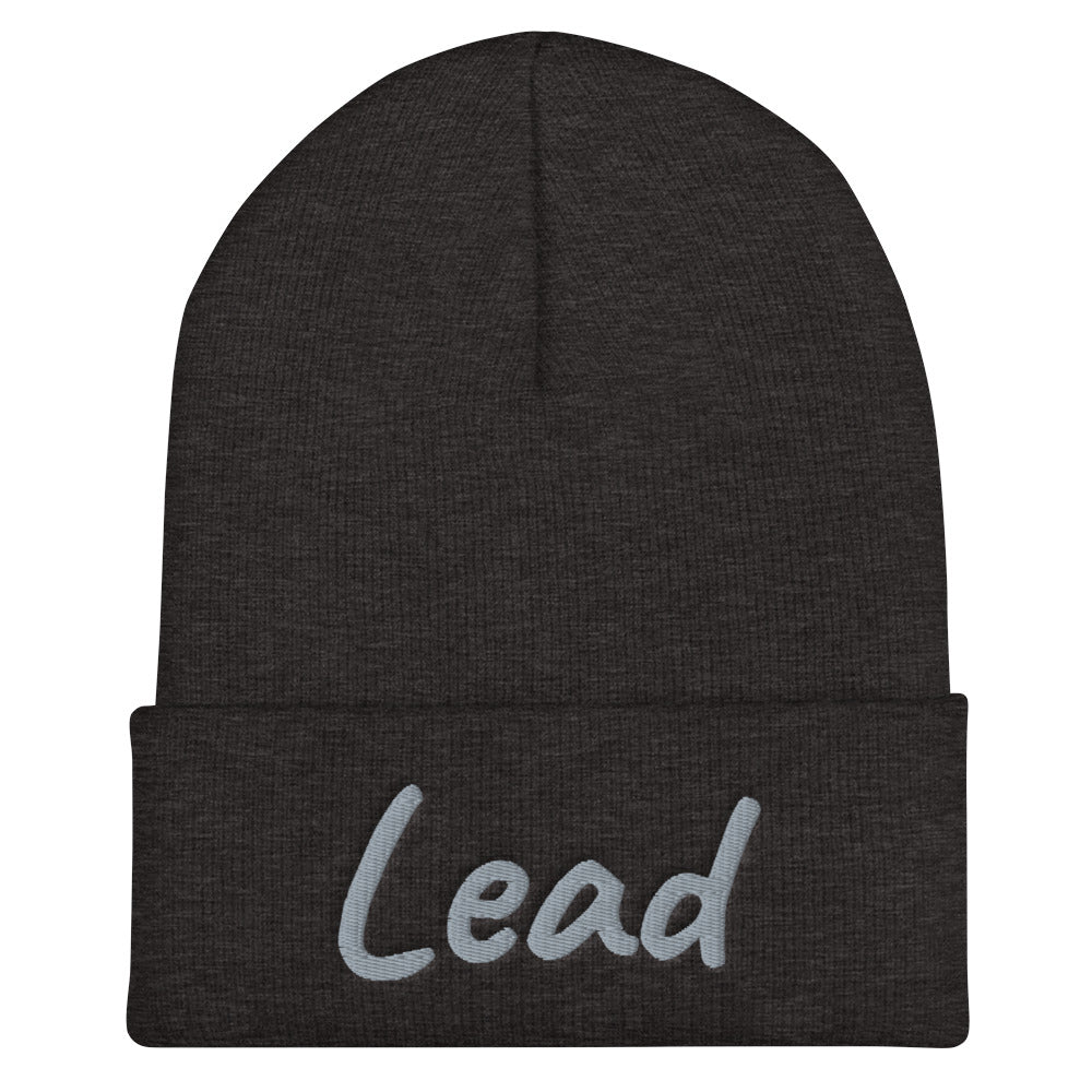 Lead In Silver Embroidery on Cuffed Beanie