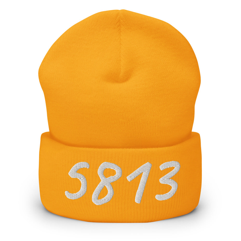 5813 In Pearl Embroidery on Cuffed Beanie