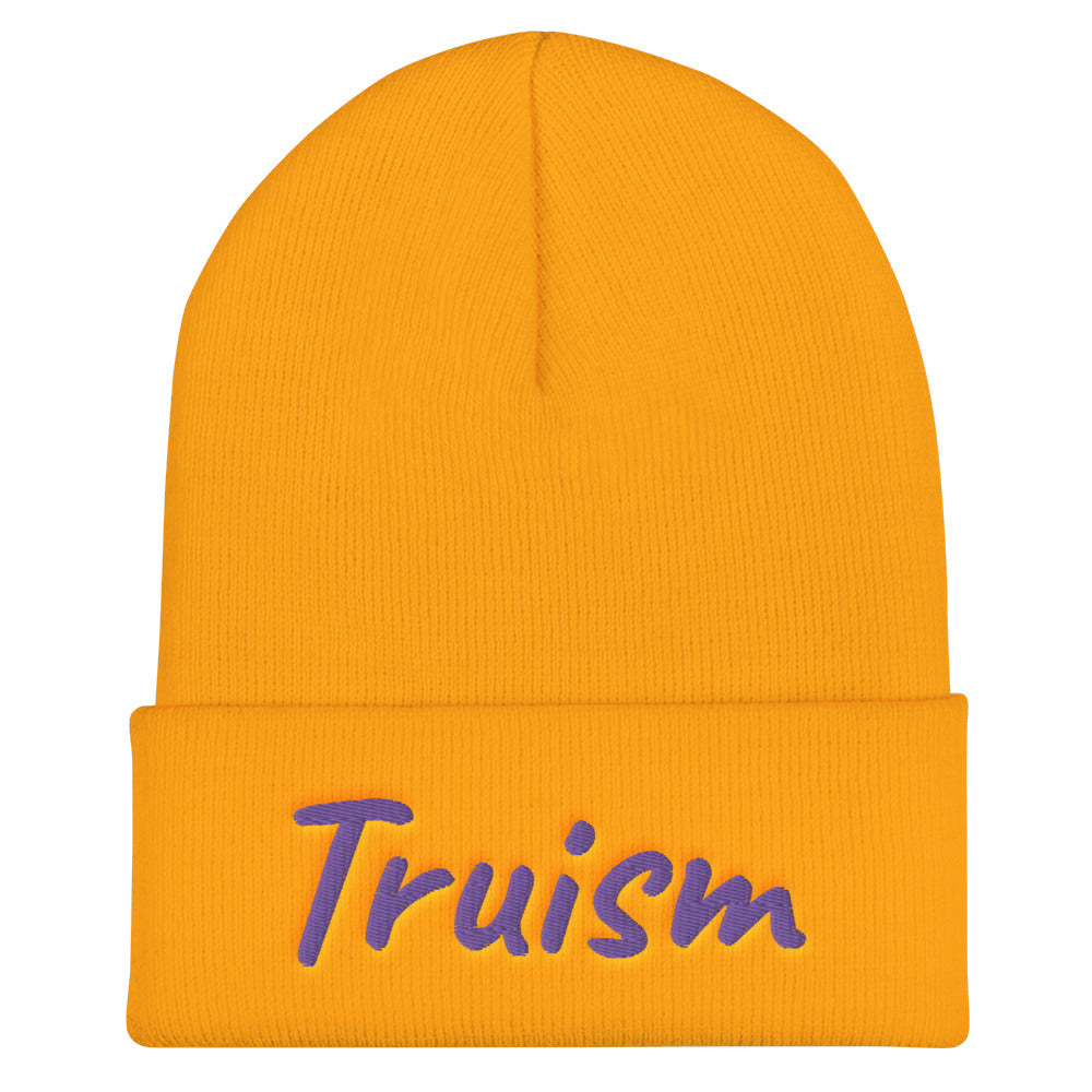 Truism In Amethyst Embroidery on Cuffed Beanie