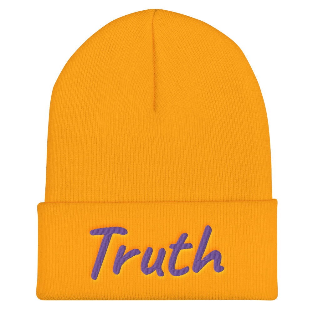 Truth In Amethyst Embroidery on Cuffed Beanie