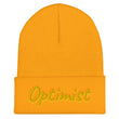 Optimist In Gold Embroidery on Cuffed Beanie