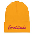 Gratitude In Star Rose Quartz Embroidery on Cuffed Beanie