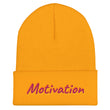 Motivation In Star Rose Quartz Embroidery on Cuffed Beanie