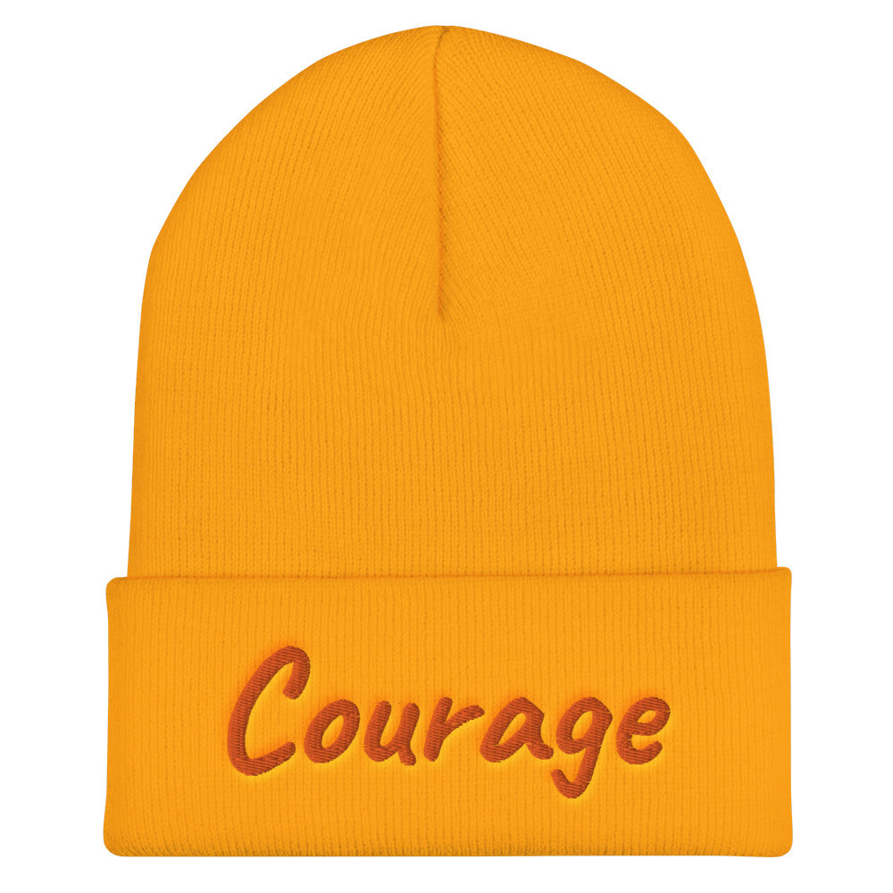 Courage In Amber Embroidery on Cuffed Beanie