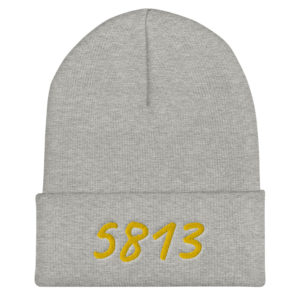 5813 In Gold Embroidery on Cuffed Beanie