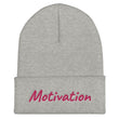 Motivation In Star Rose Quartz Embroidery on Cuffed Beanie