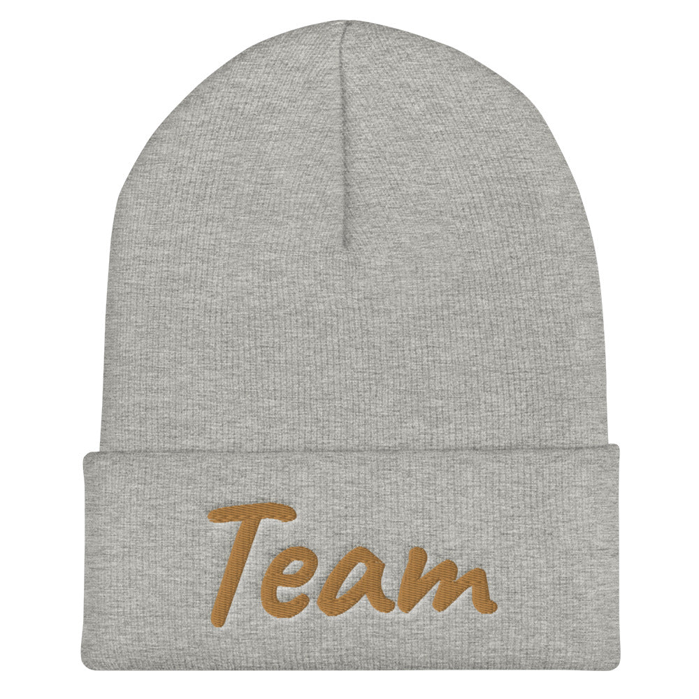 Team In Celluloid Embroidery on Cuffed Beanie