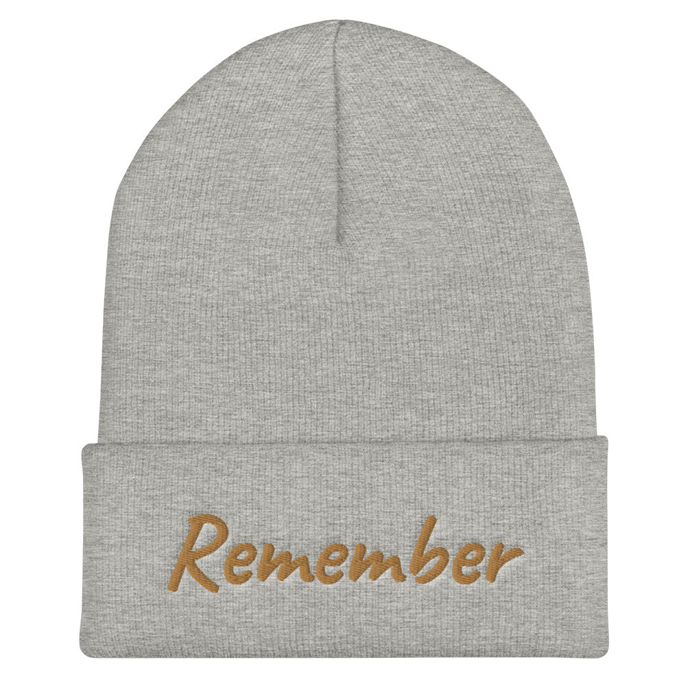 Remember In Celluloid Embroidery on Cuffed Beanie