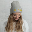 Optimist In Gold Embroidery on Cuffed Beanie