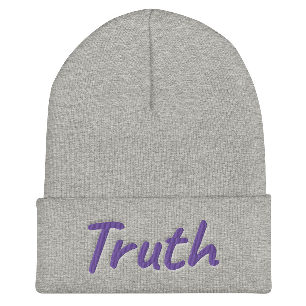 Truth In Amethyst Embroidery on Cuffed Beanie