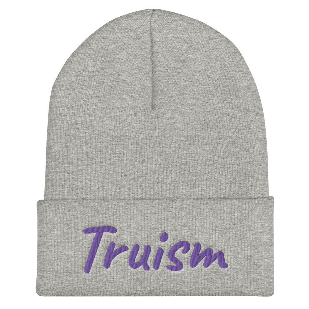 Truism In Amethyst Embroidery on Cuffed Beanie