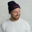 Gratitude In Star Rose Quartz Embroidery on Cuffed Beanie