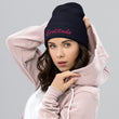 Gratitude In Star Rose Quartz Embroidery on Cuffed Beanie