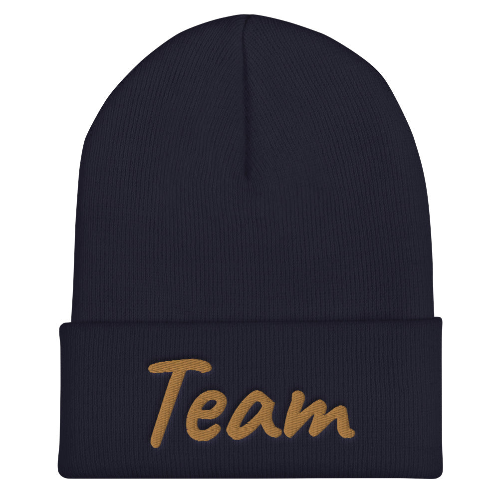 Team In Celluloid Embroidery on Cuffed Beanie