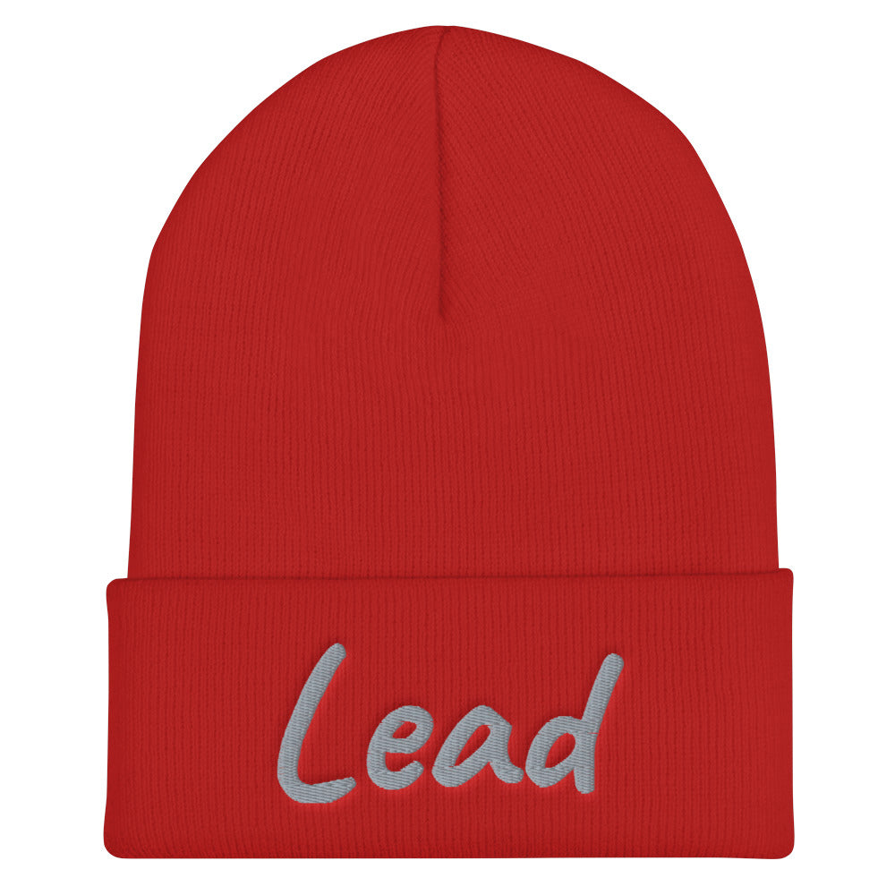 Lead In Silver Embroidery on Cuffed Beanie