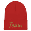 Team In Celluloid Embroidery on Cuffed Beanie