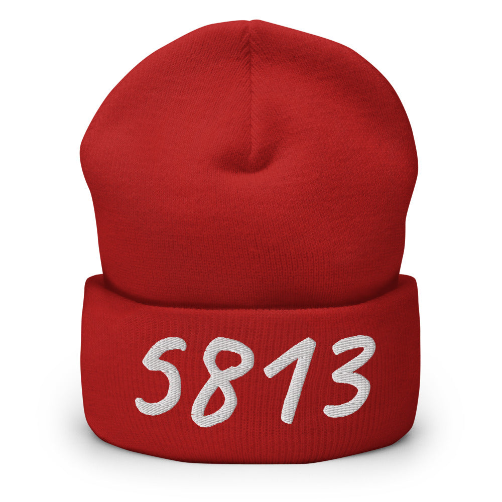 5813 In Pearl Embroidery on Cuffed Beanie