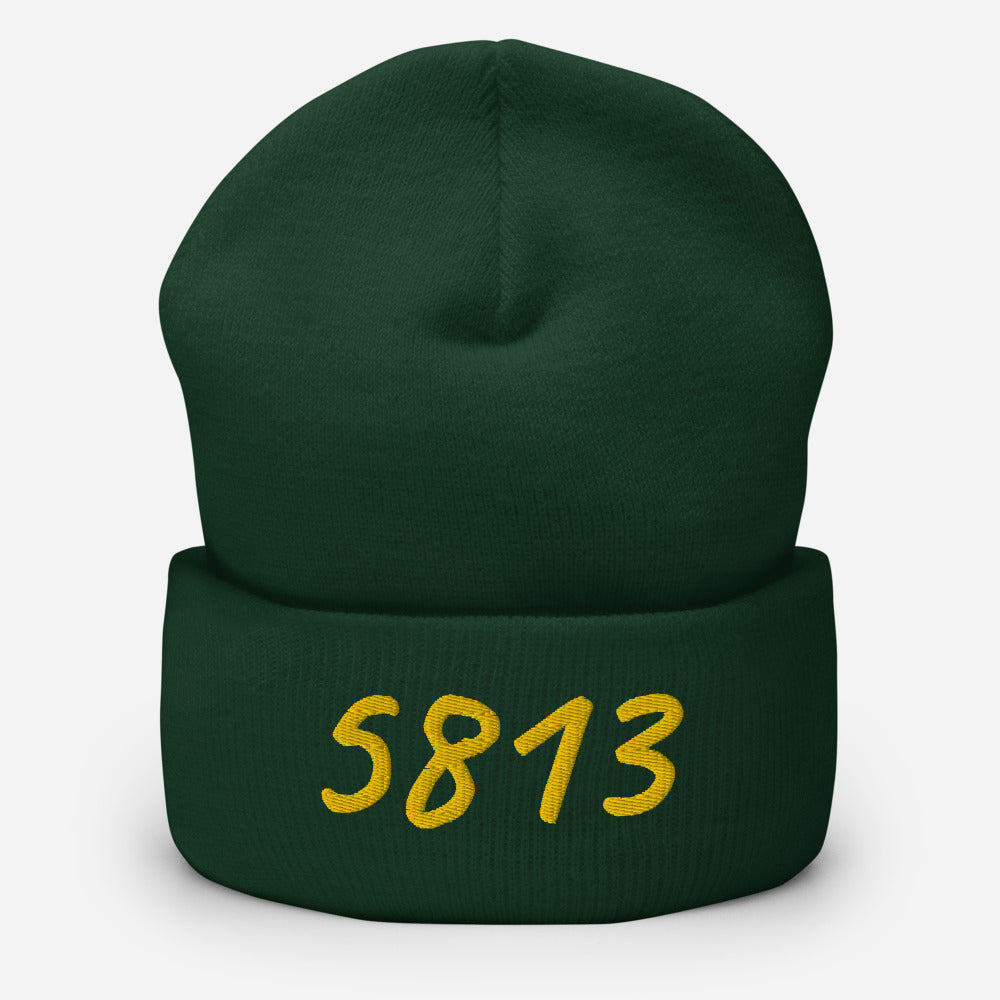 5813 In Gold Embroidery on Cuffed Beanie