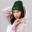 5813 In Gold Embroidery on Cuffed Beanie